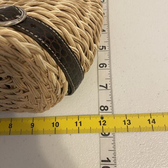 Vintage Brighton Woven Straw Basket Shoulder Handbag Purse Braided Weave Heart - Picture 2 of 11